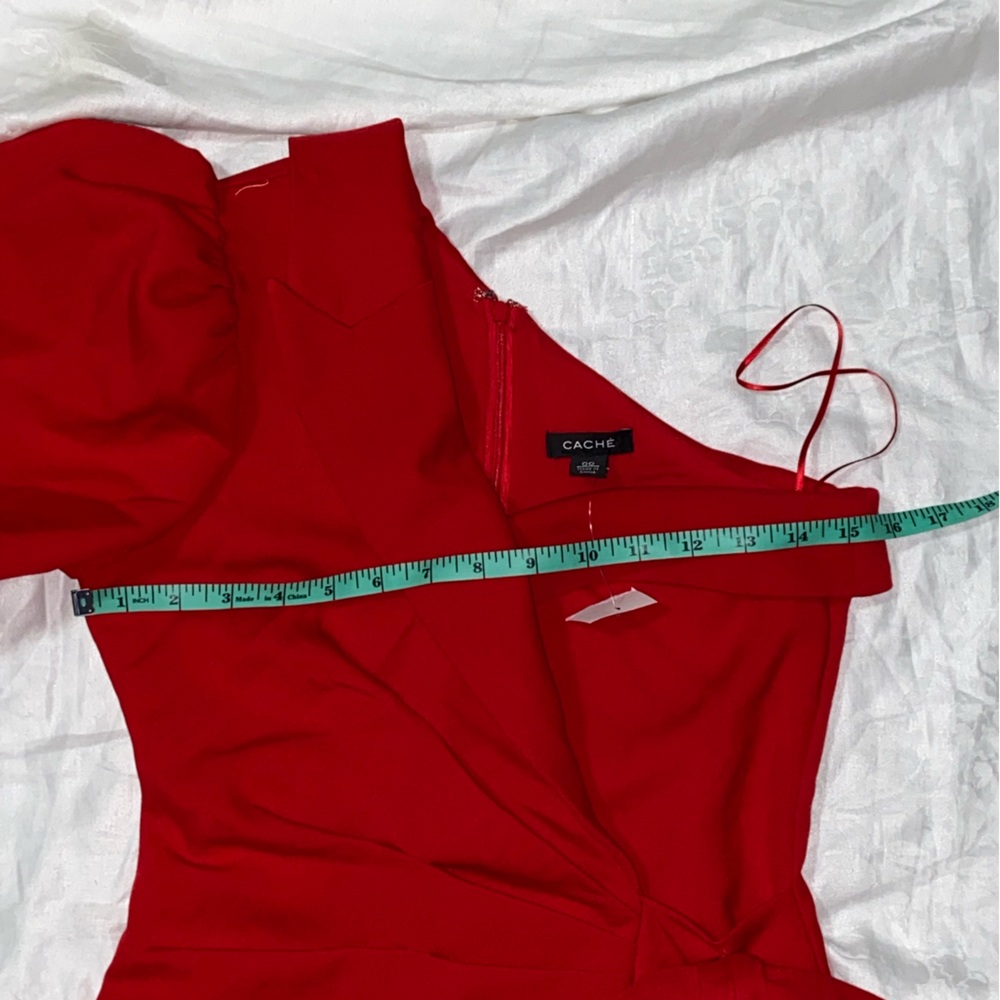 RARE Nwt Cache Red off the Shoulder formal Dress - Picture 6 of 14